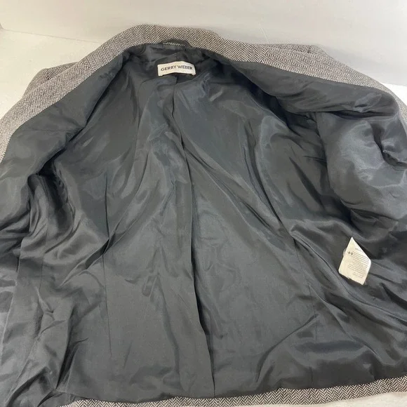 Gerry Weber Womens Herringbone‎ Tweed Blazer Size 8 Embroidered Detail - Picture 6 of 12